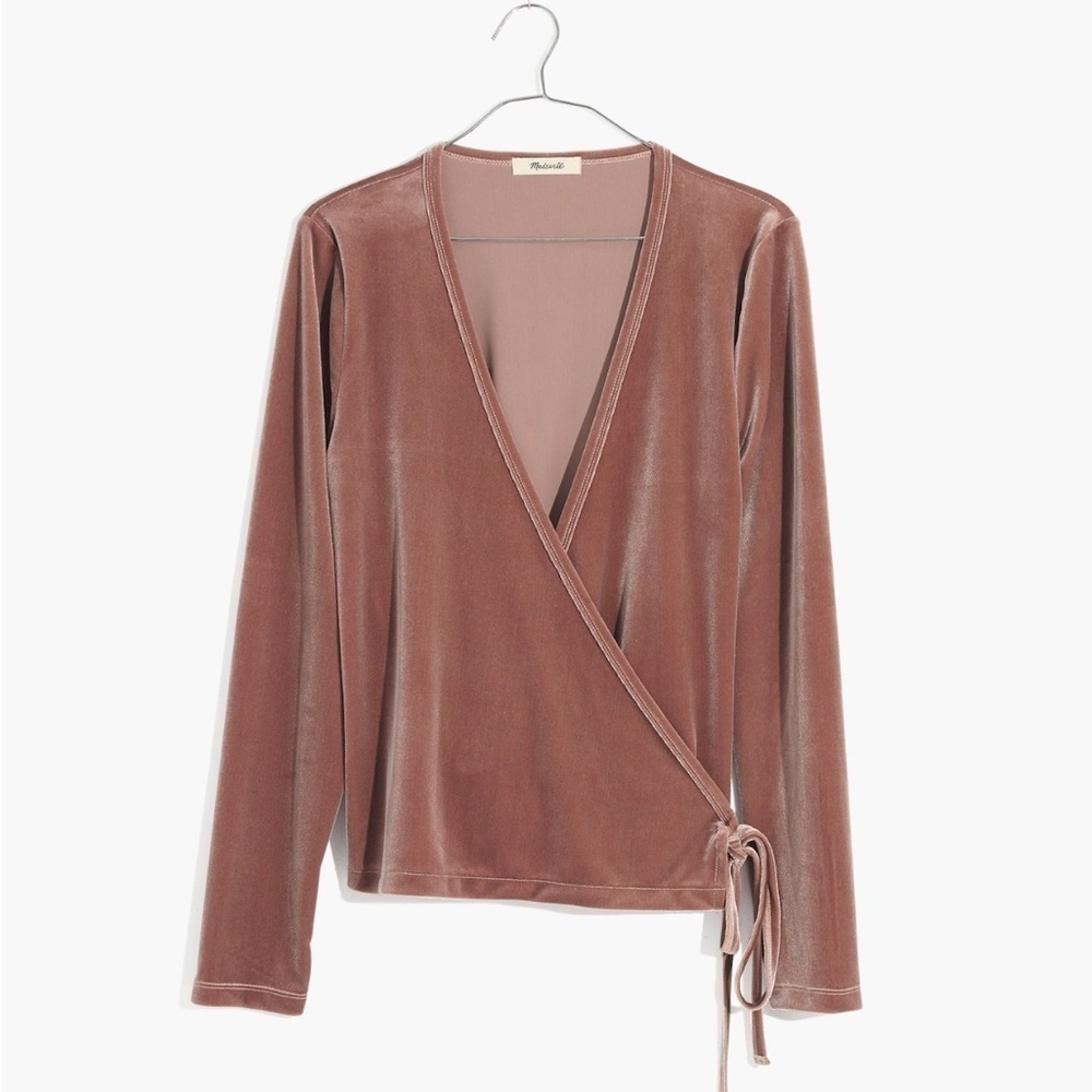 Madewell Velvet Ballet Wrap Top Warm Ash Size Small Feminine - Picture 4 of 12